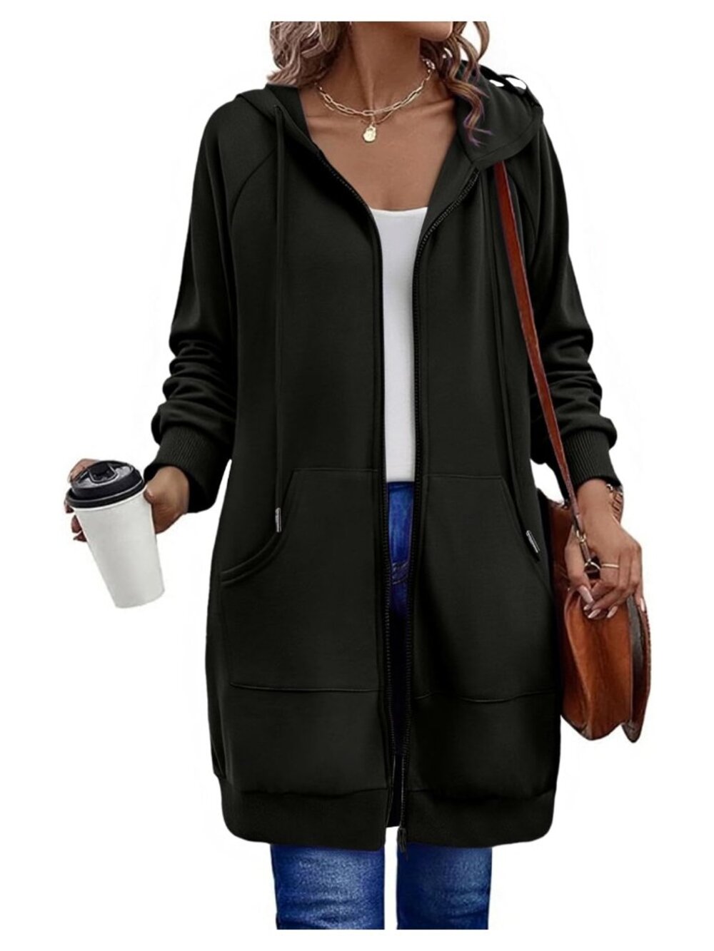 Zeagoo Women's Zip Up Long Tunic Hoodie Oversized Sweatshirt